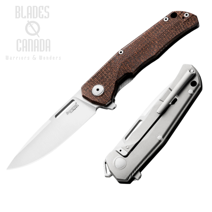 Lion Steel Q4ttro Flipper Folding Knife, MagnaCut, Burlap Micarta, Q4 BGR